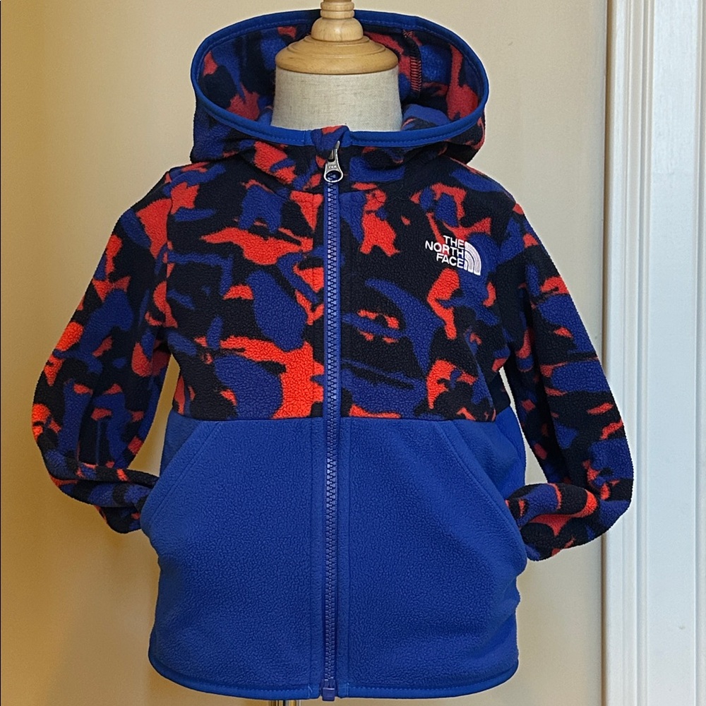 The North Face Kids Hoodie - Blue and Red Camo.